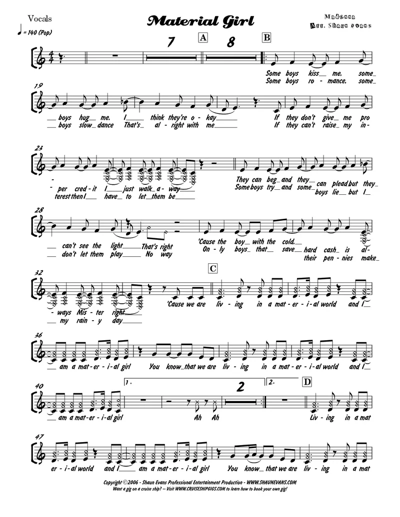 Material Girl score preview