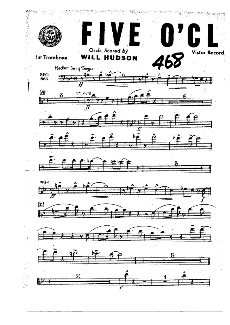 Five O'Clock Drag score preview