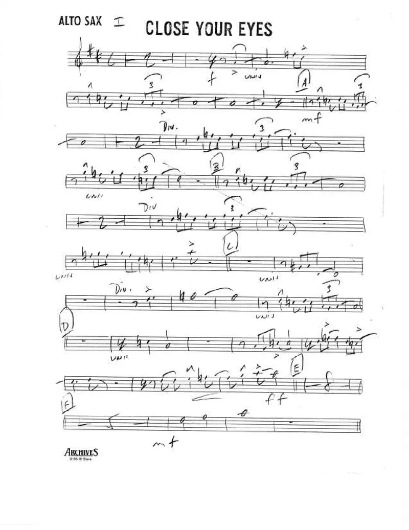 Close Your Eyes score preview