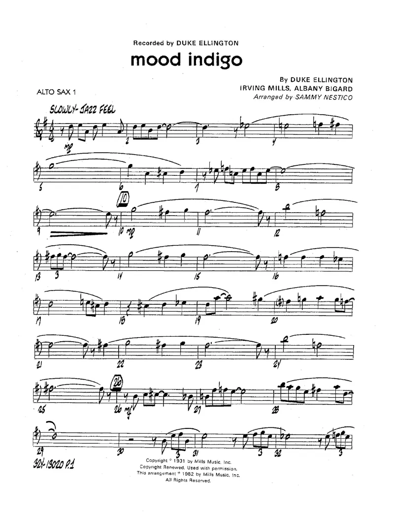 Mood Indigo score preview