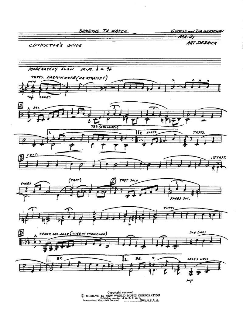 Someone To Watch Over Me score preview