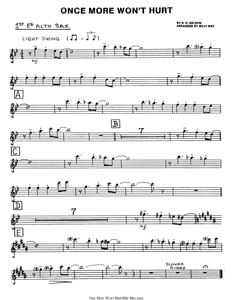 One More Won't Hurt score preview
