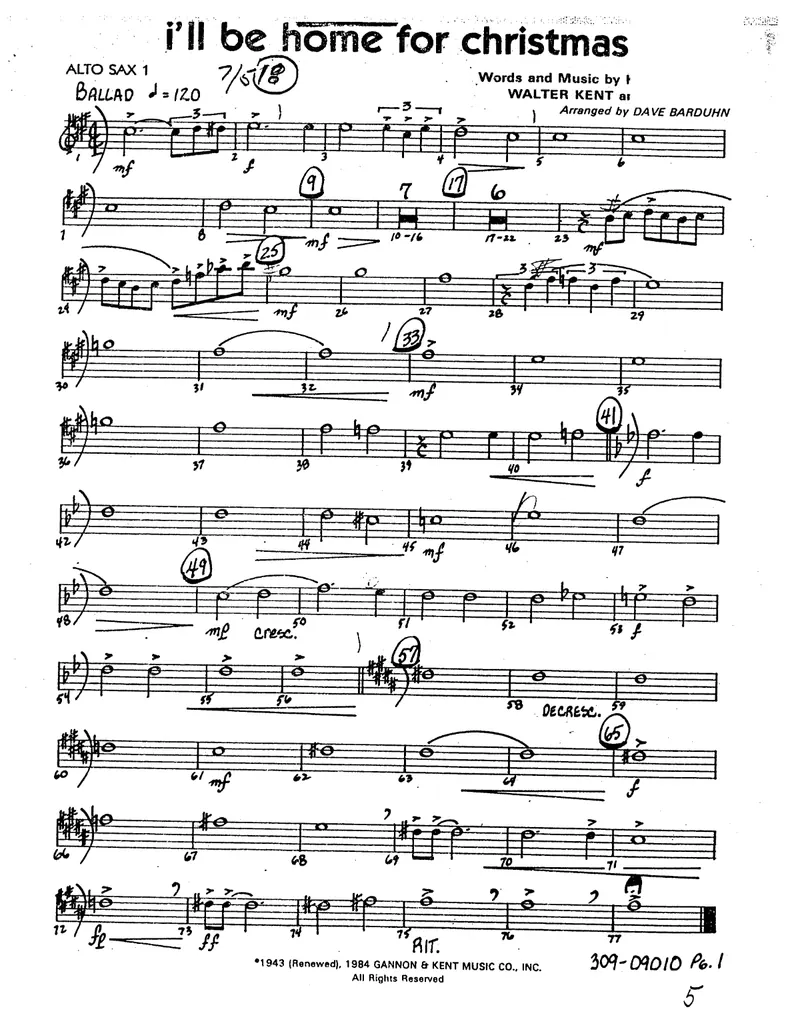I'll Be Home For Christmas score preview