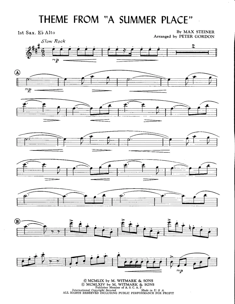 Theme From A Summer Place preview page 1