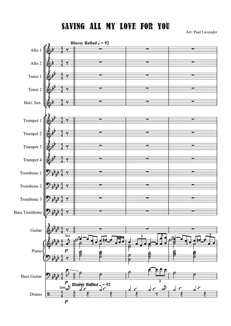 Saving All My Love For You score preview