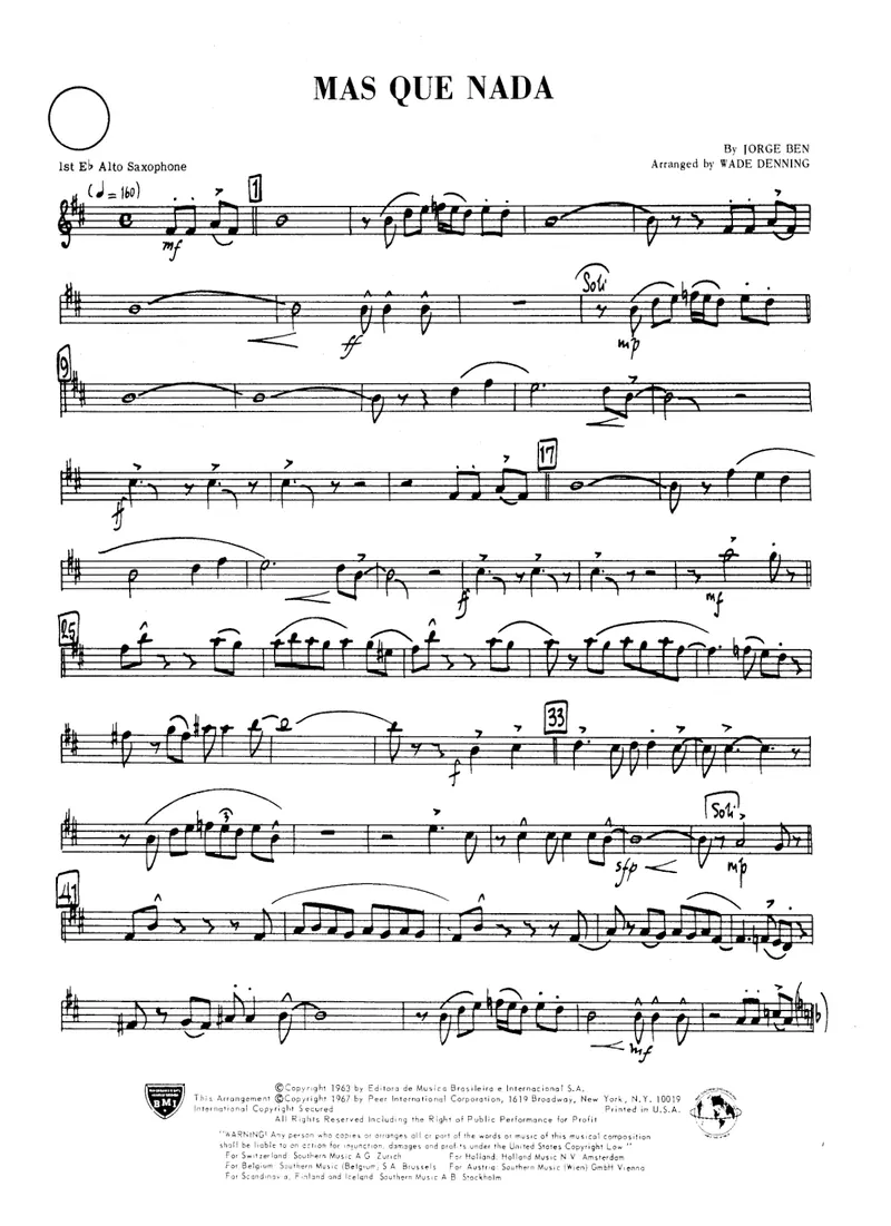 Mas Que Nada score preview