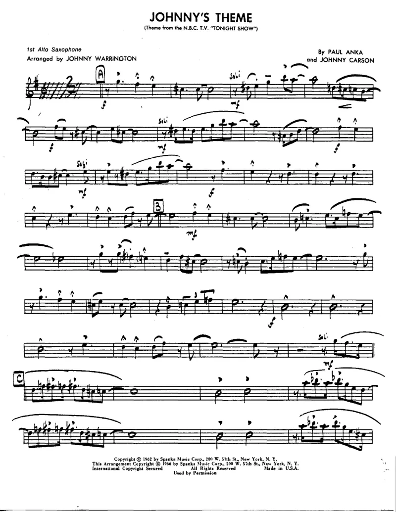 Johnny's Theme score preview