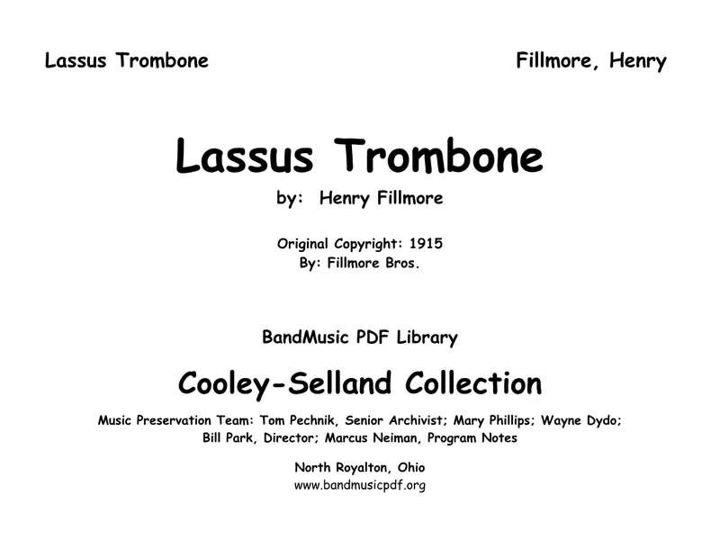 Lassus Trombone score preview