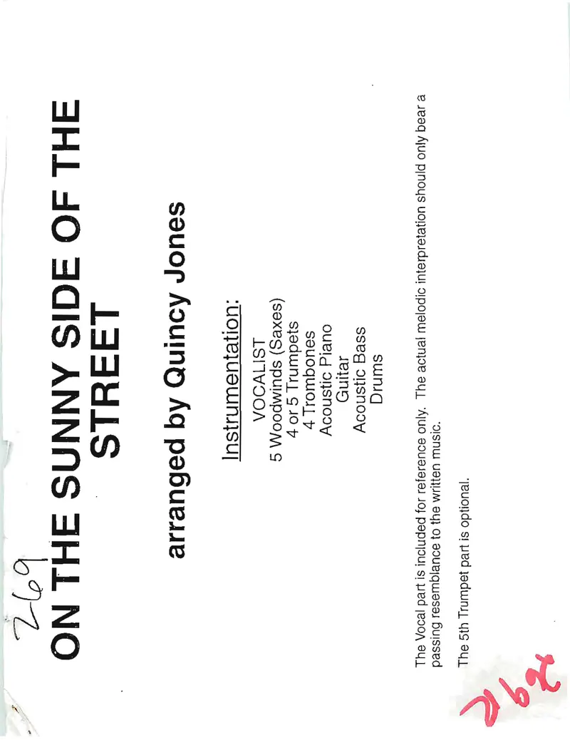 On The Sunny Side Of The Street score preview