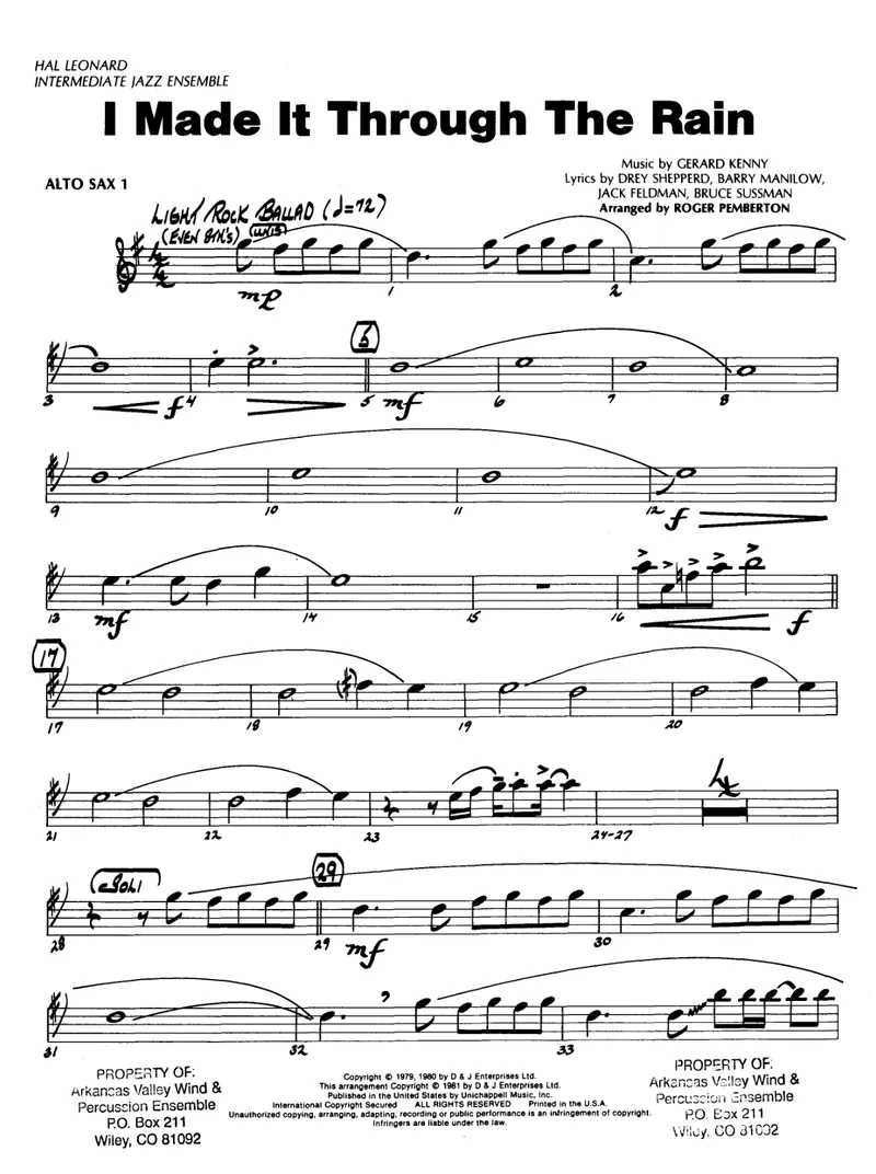 I Made It Through The Rain score preview