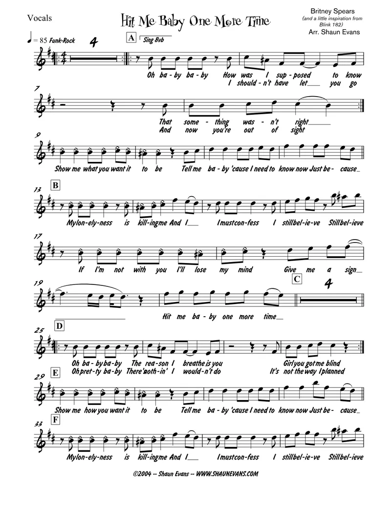 Hit Me Baby One More Time score preview