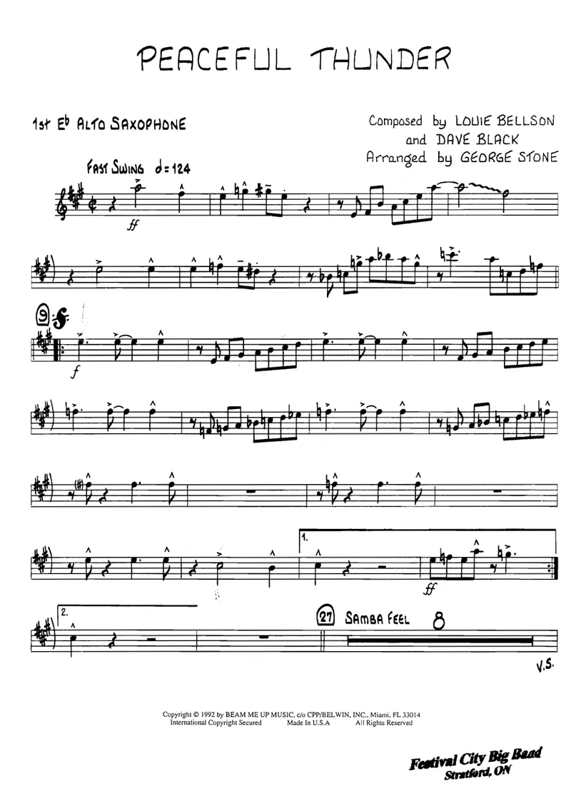 Peaceful Thunder score preview