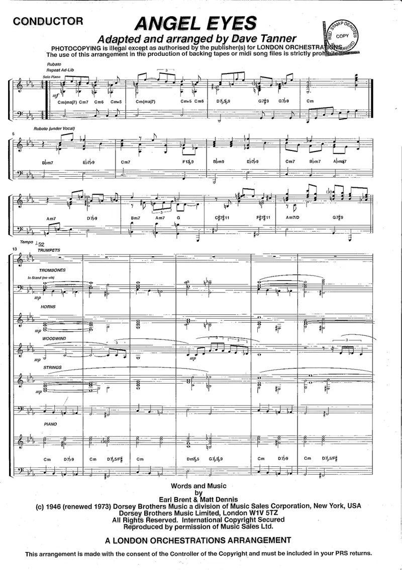 Angel Eyes score preview