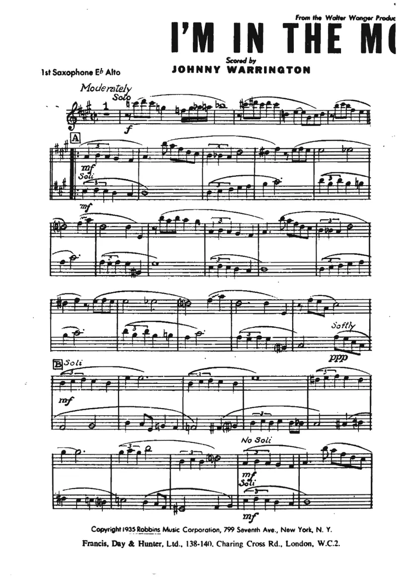 I'm In The Mood For Love score preview