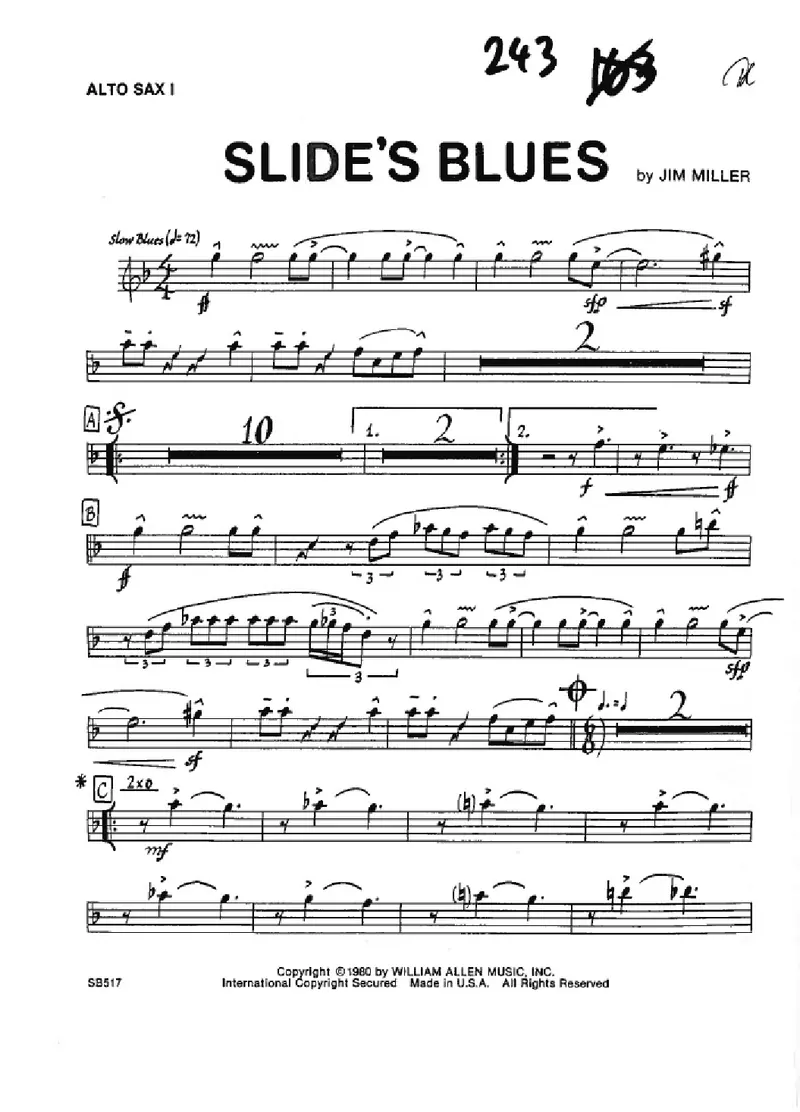 Slide's Blues preview page 1