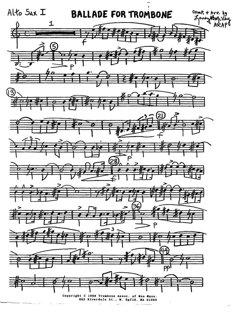 Ballade For Trombone score preview