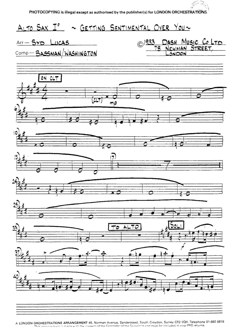 I'M Getting Sentimental Over You (Syd Lucas) Trb. score preview