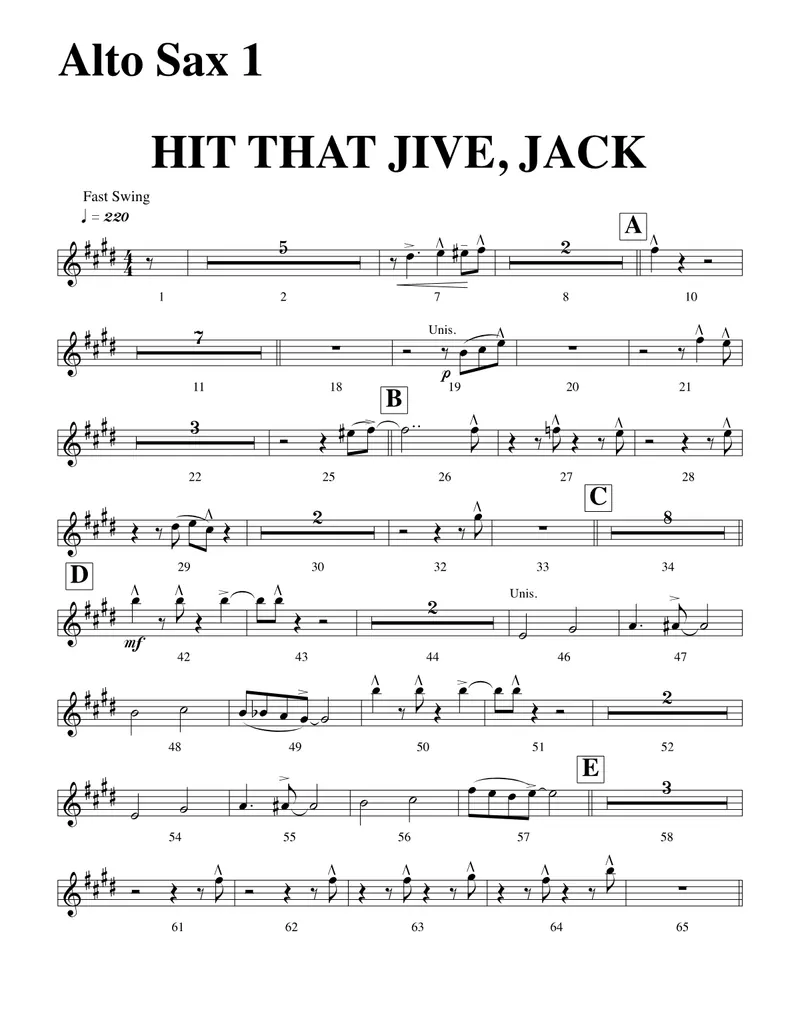 Hit That Jive Jack score preview
