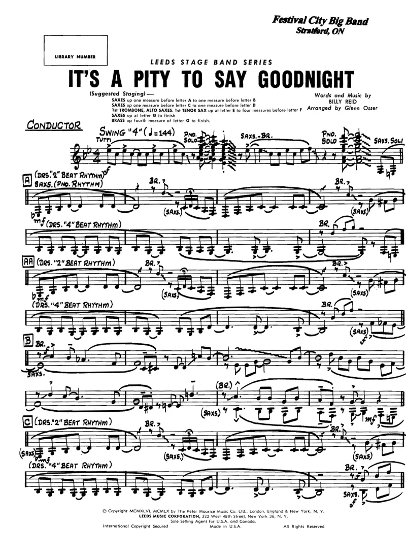 It's A Pity To Say Goodnight score preview