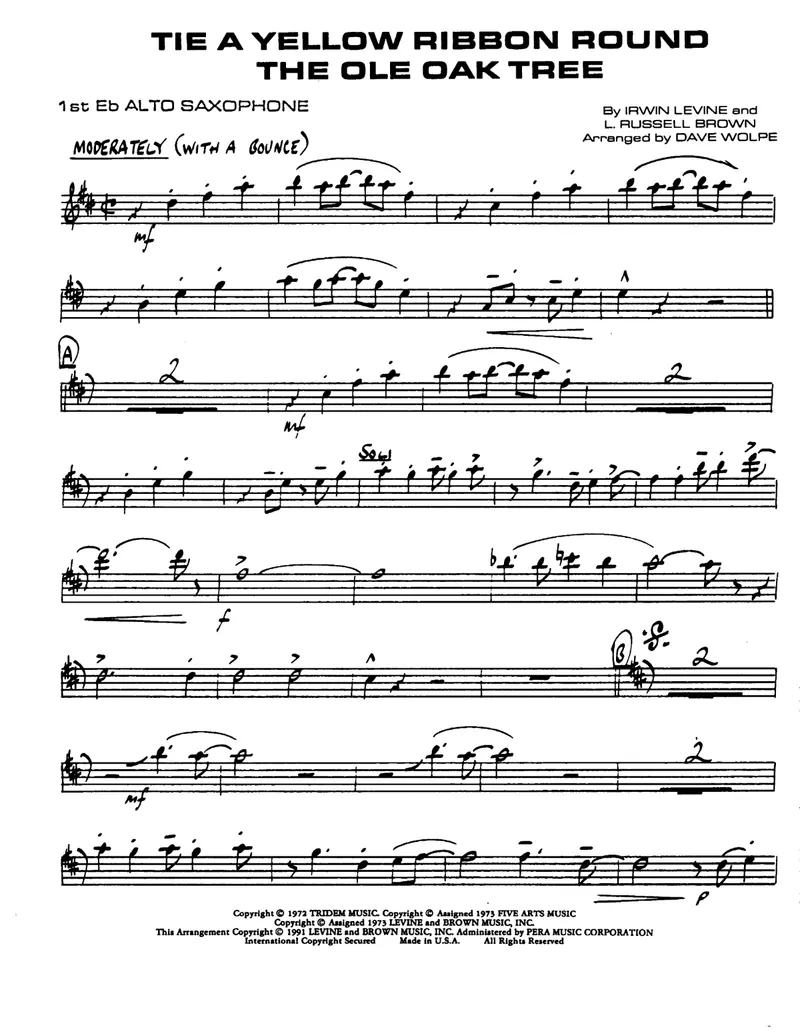 Tie A Yellow Ribbon score preview