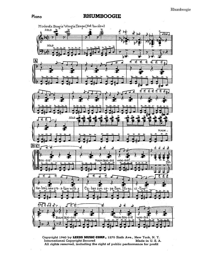 Rhumboogie score preview