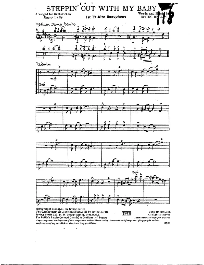 Steppin' Out With My Baby score preview