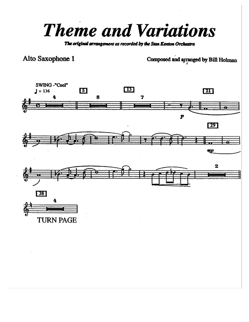 Theme And Variations score preview