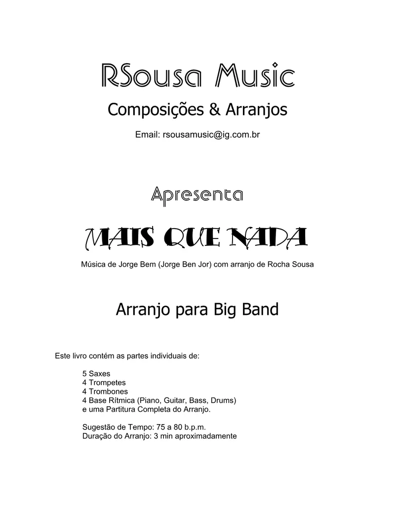 Mas Que Nada score preview
