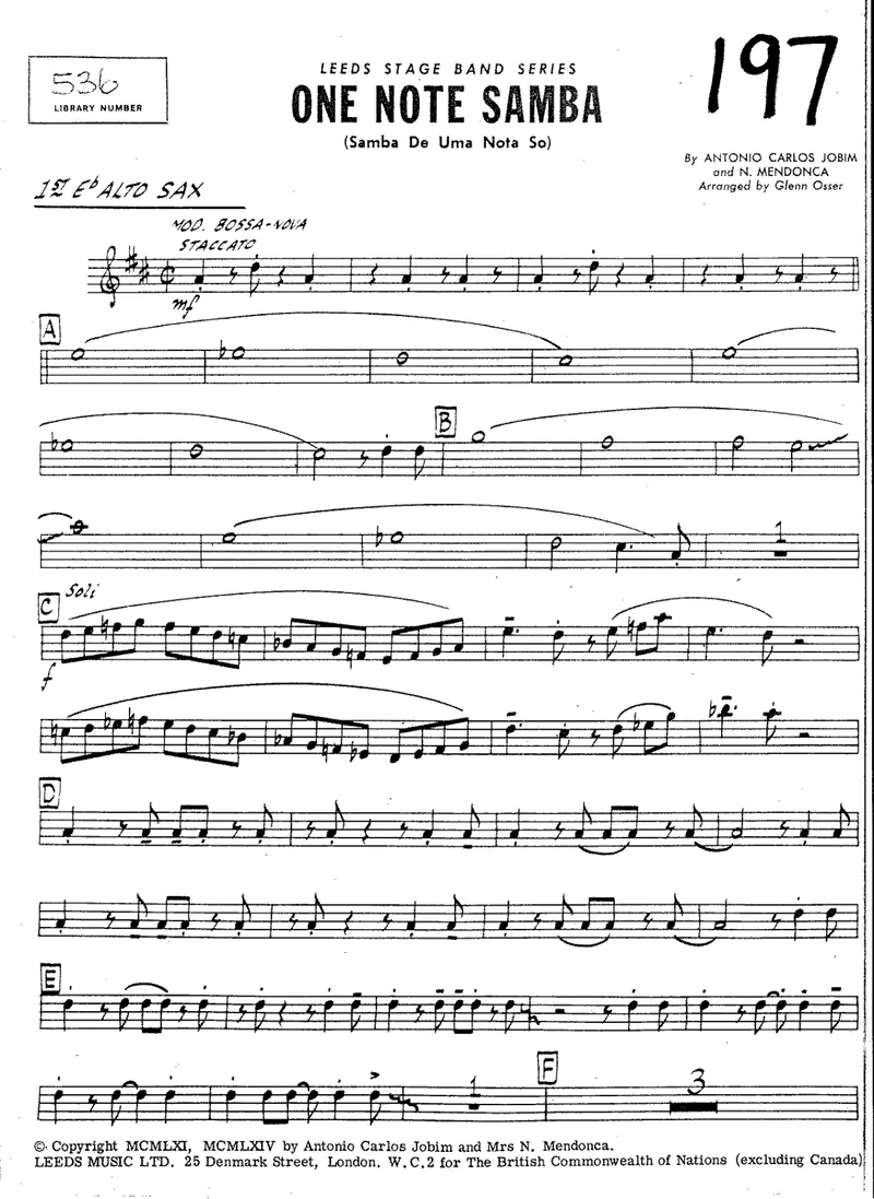 One Note Samba score preview