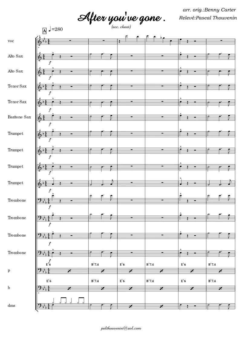 After You've Gone score preview