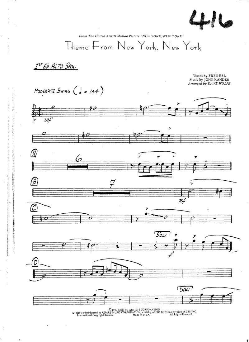 New York, New York score preview