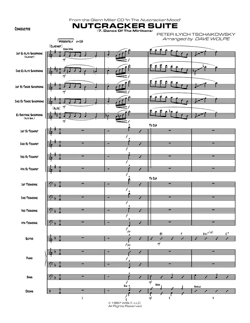 Nutcracker Suite - 7. Dance Of The Mirlitons - P. I. Tchaikovsky score preview