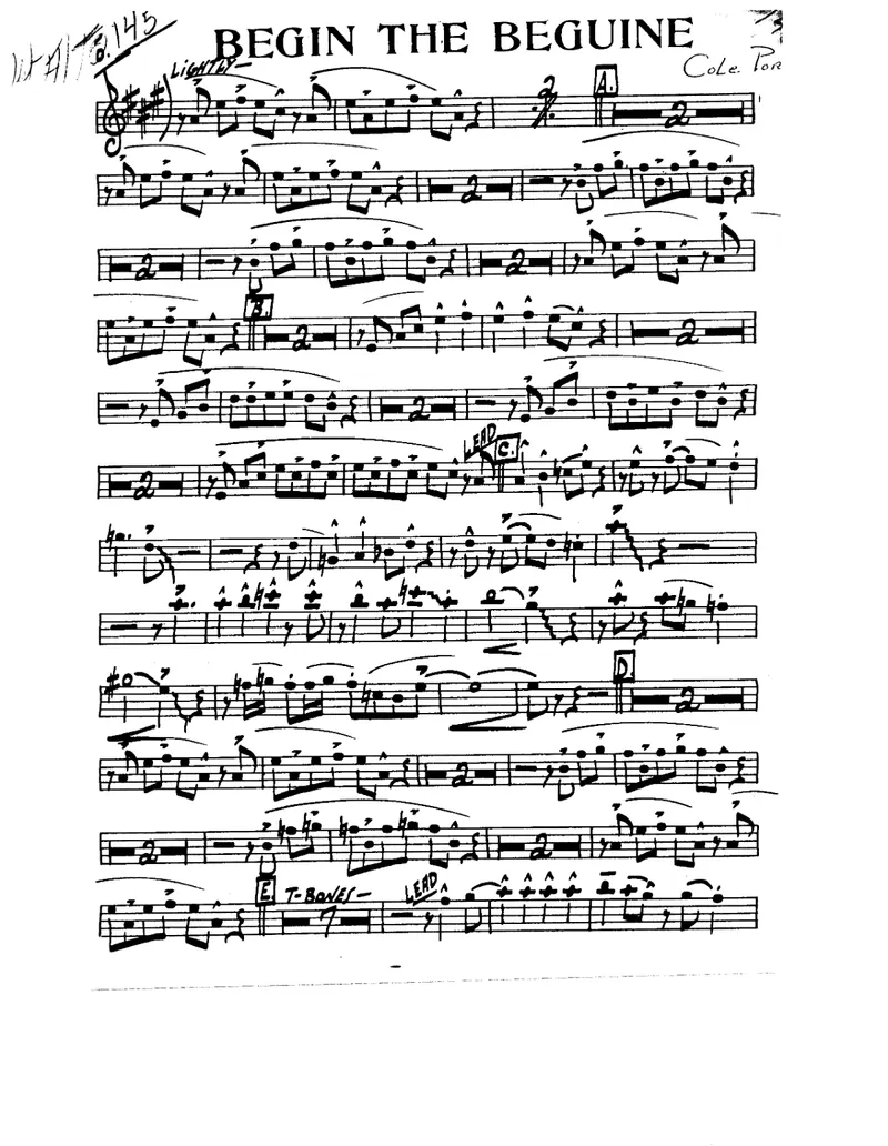 Begin The Beguine (Bob Eberhart Orchestra) score preview