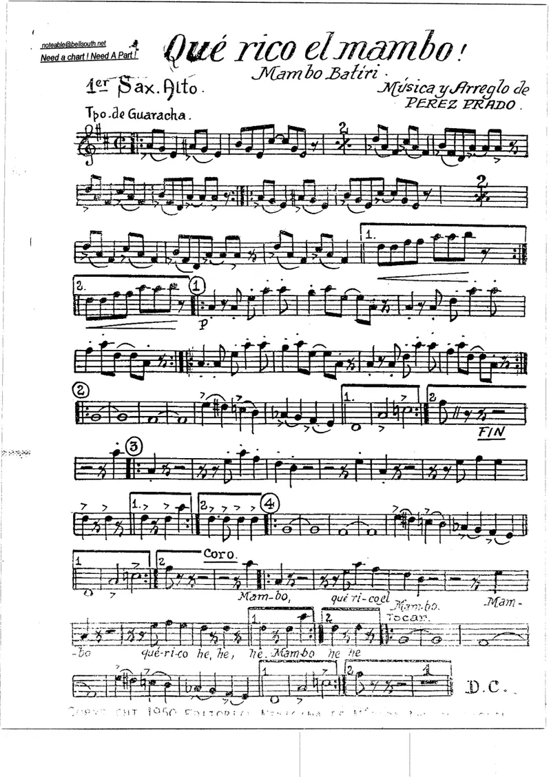Que Rico El Mambo score preview