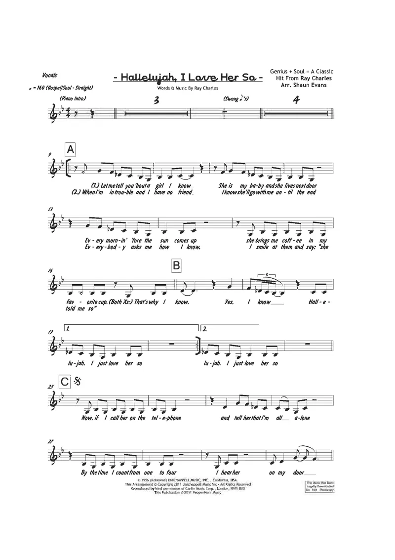 Hallelujah I Love Her So (S.Evans score preview