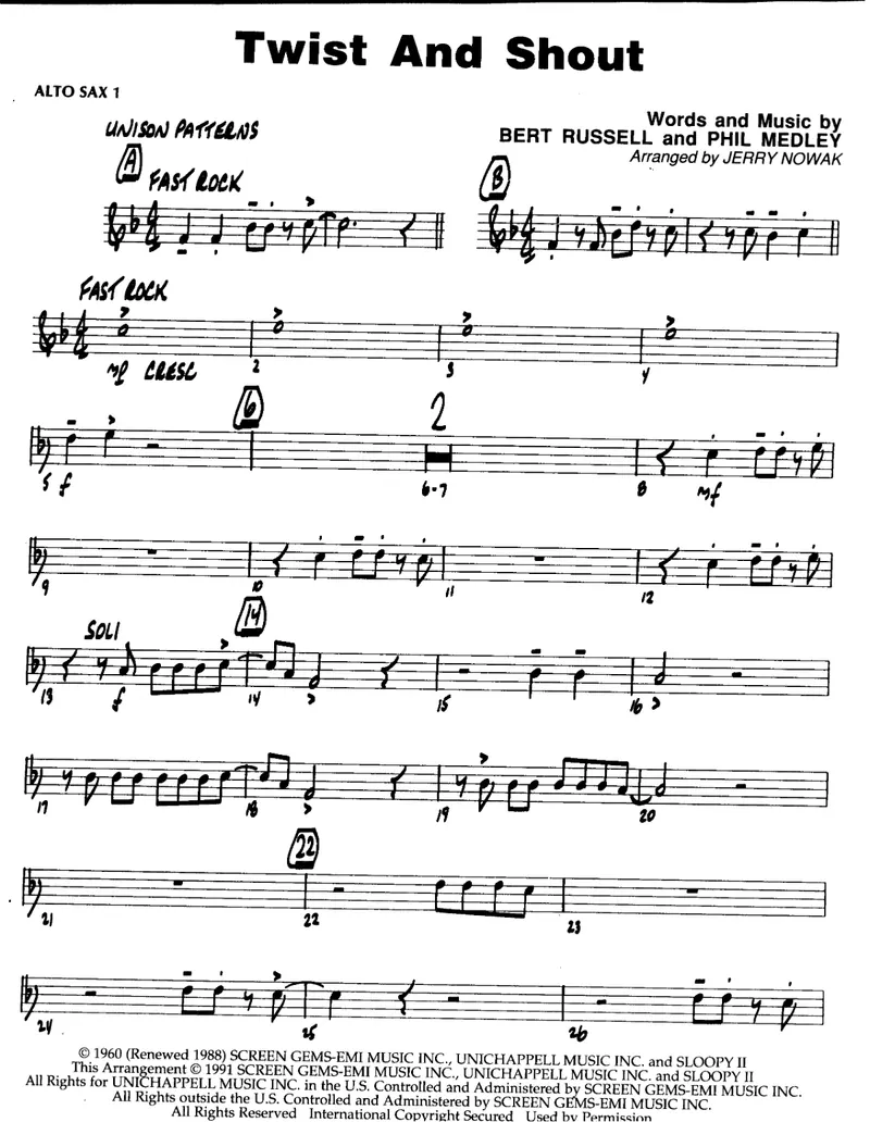 Twist And Shout score preview