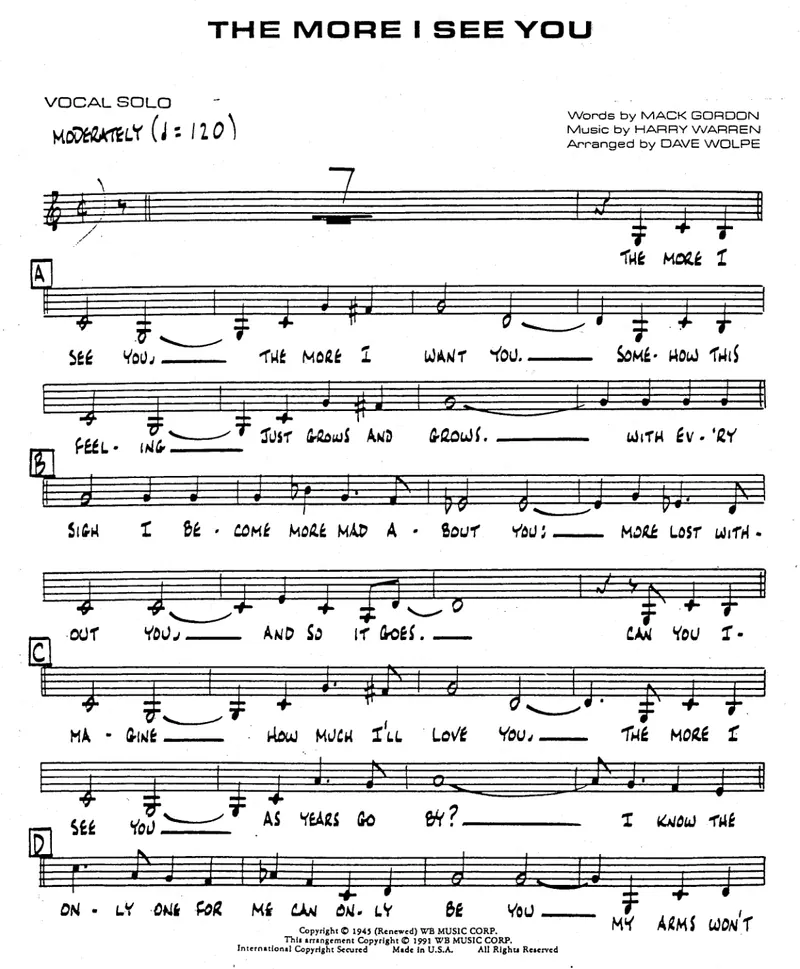 The More I See You score preview