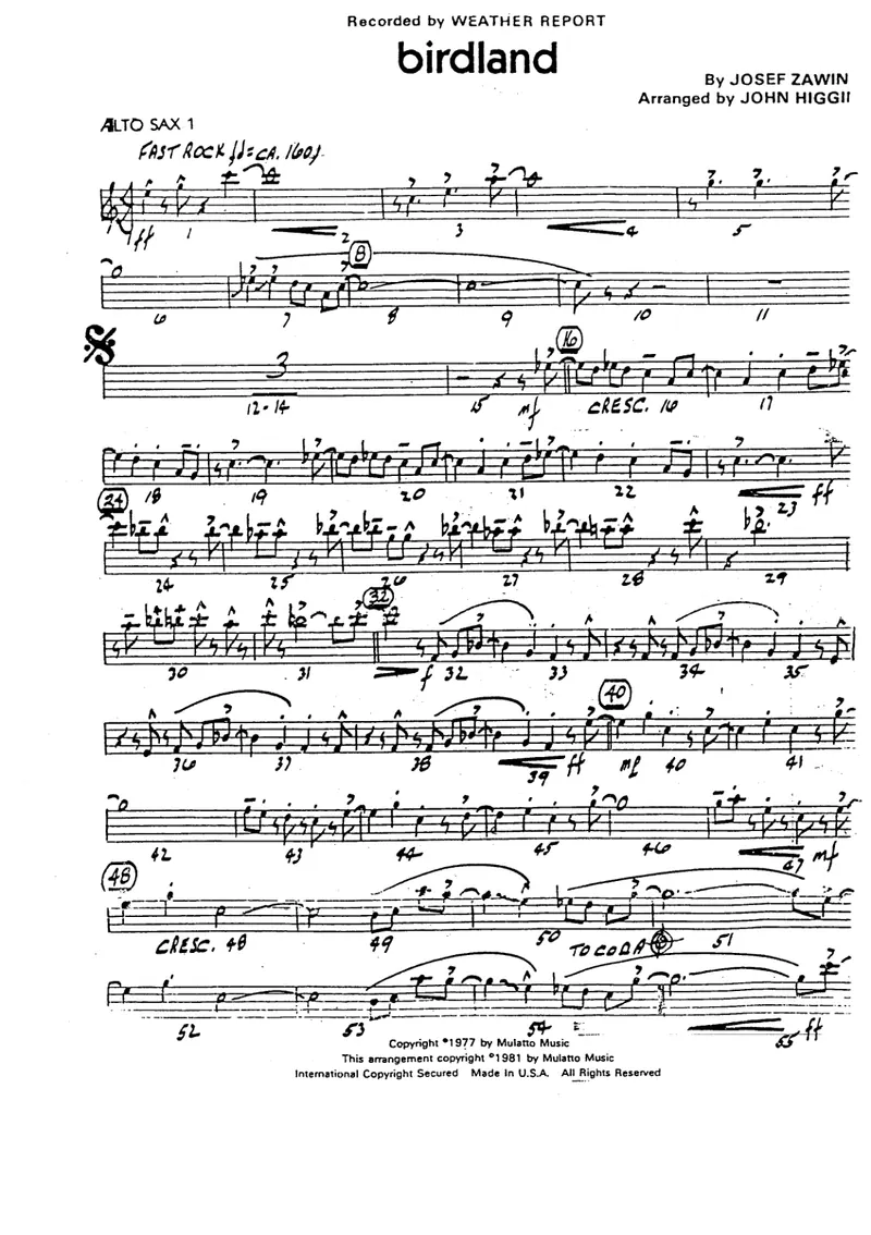 Birdland score preview