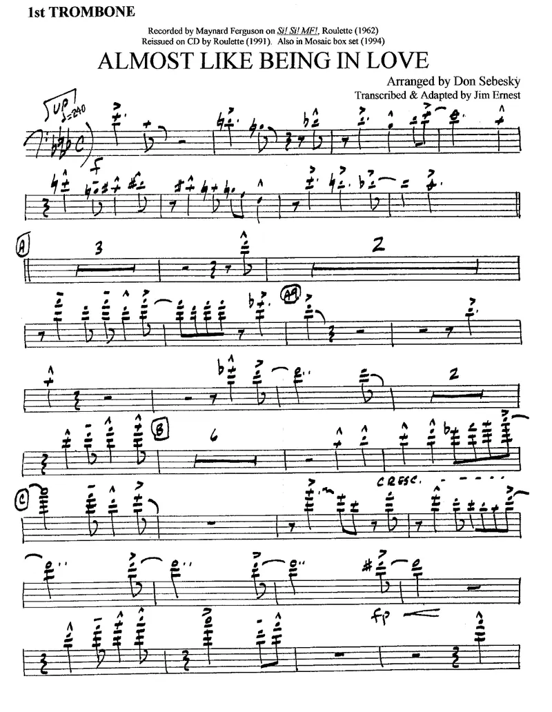 Almost Like Being In Love score preview