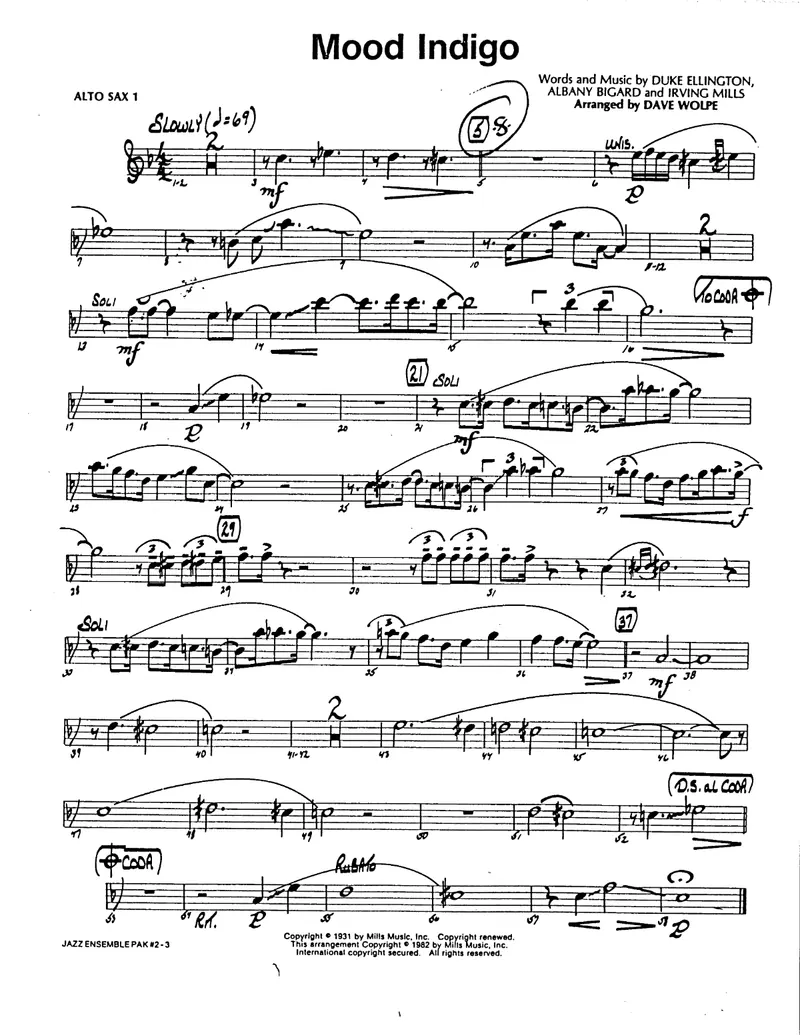 Mood Indigo score preview