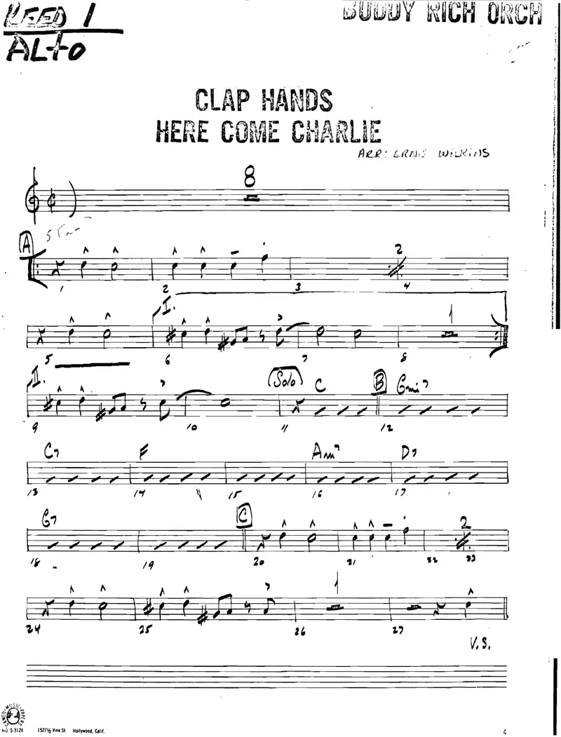 Clap Hands Here Comes Charlie score preview