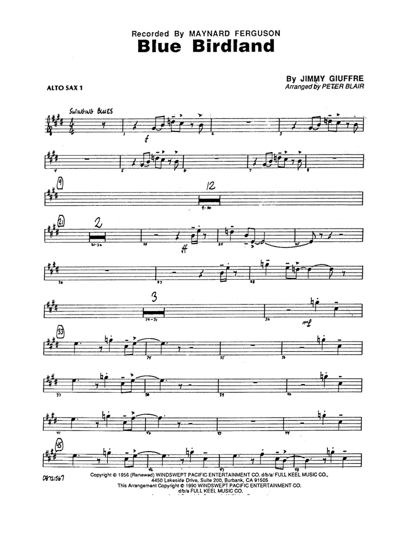 Blue Birdland score preview