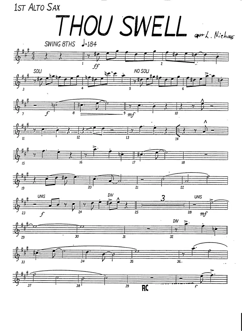 Thou Swell score preview
