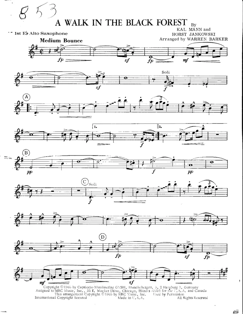 A Walk In The Black Forest score preview