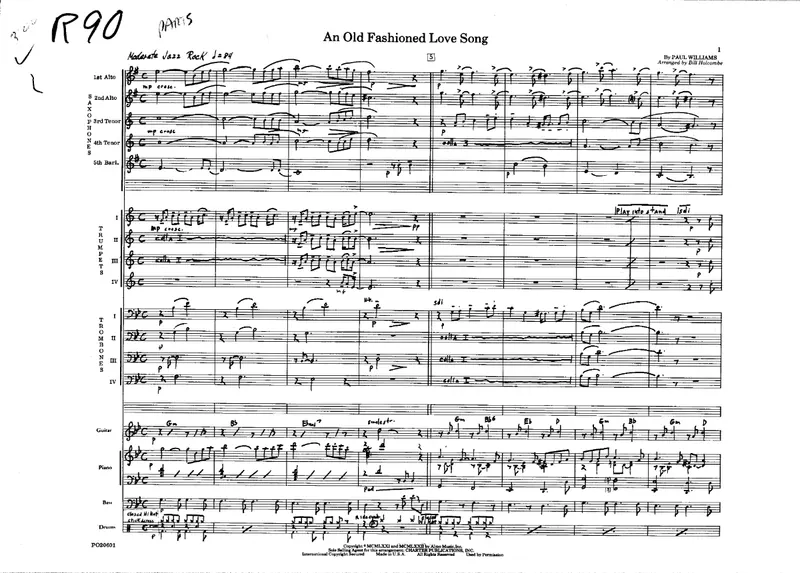 An Old Fashioned Love Song score preview