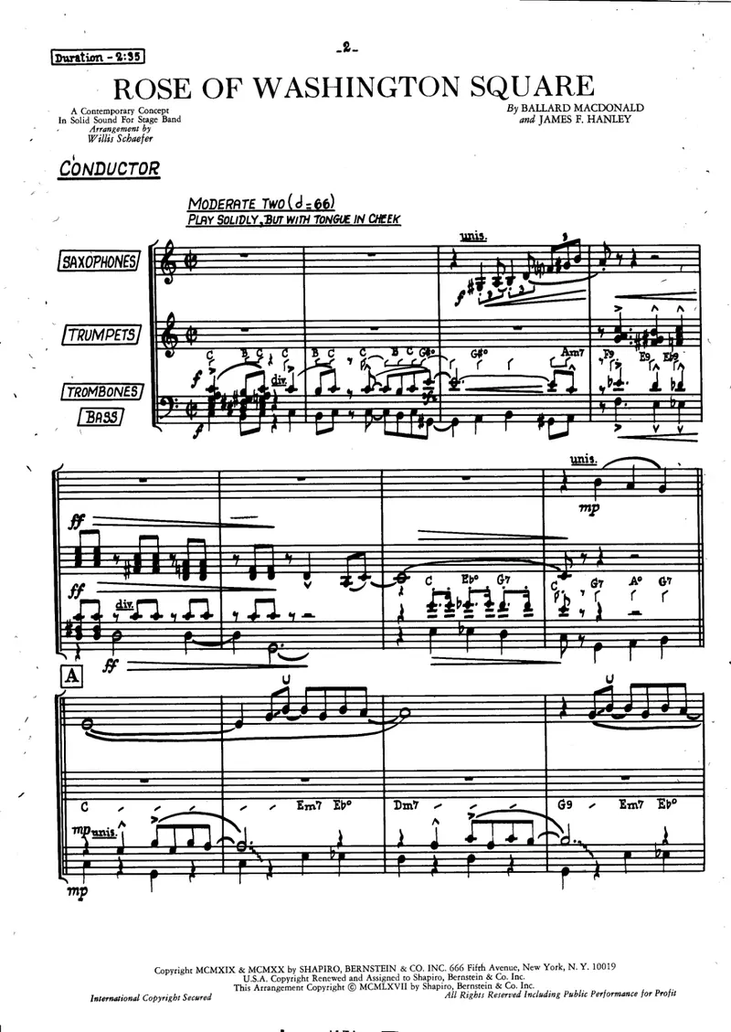 Rose Of Washington Square score preview
