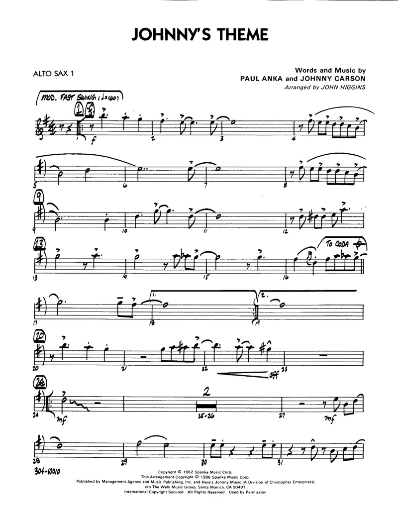 Johnny's Theme score preview