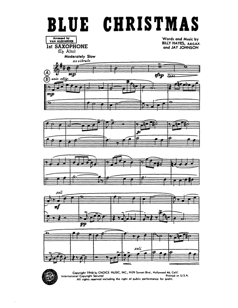 Blue Christmas score preview