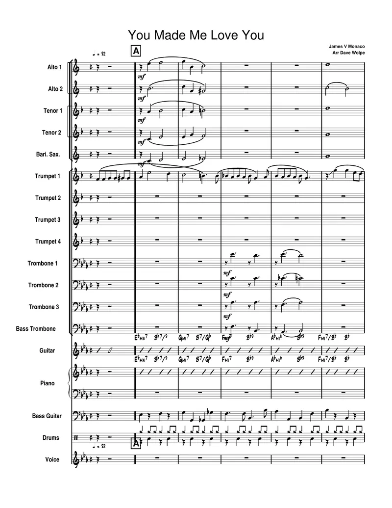 You Made Me Love You score preview