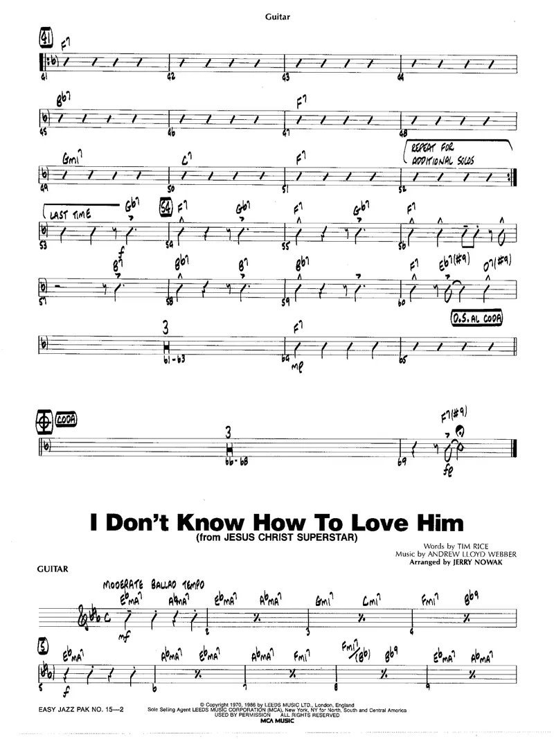 I Don't Know How To Love Him score preview